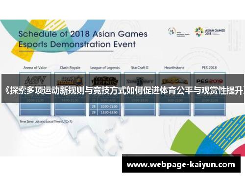 《探索多项运动新规则与竞技方式如何促进体育公平与观赏性提升》